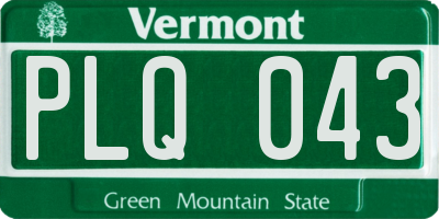 VT license plate PLQ043