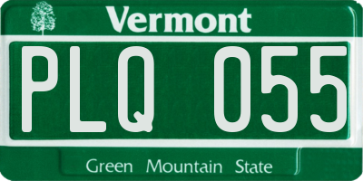 VT license plate PLQ055