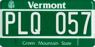 VT license plate PLQ057