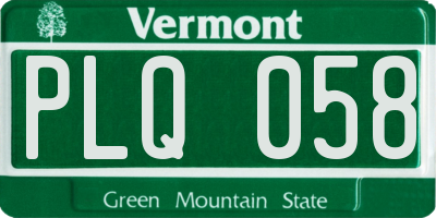 VT license plate PLQ058