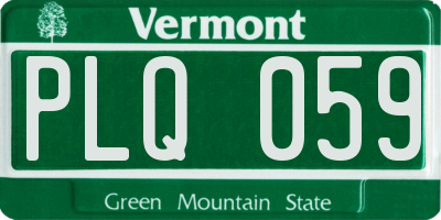VT license plate PLQ059