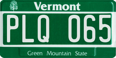 VT license plate PLQ065