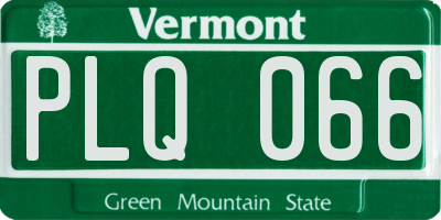 VT license plate PLQ066