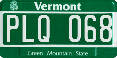 VT license plate PLQ068