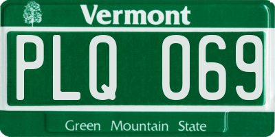 VT license plate PLQ069