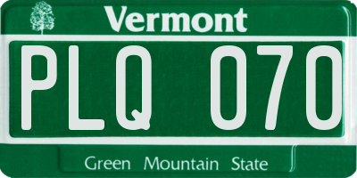VT license plate PLQ070
