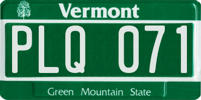 VT license plate PLQ071