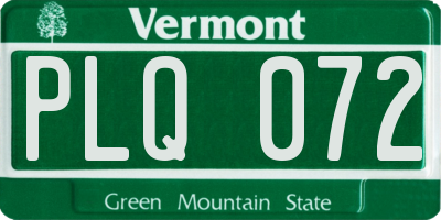 VT license plate PLQ072