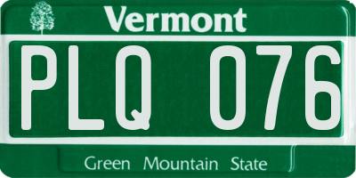 VT license plate PLQ076