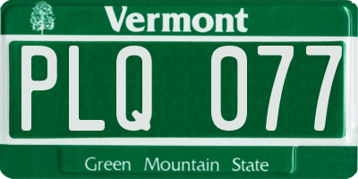 VT license plate PLQ077