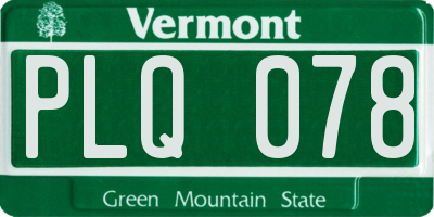 VT license plate PLQ078