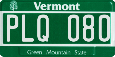 VT license plate PLQ080