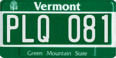 VT license plate PLQ081