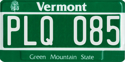 VT license plate PLQ085