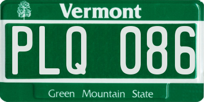 VT license plate PLQ086