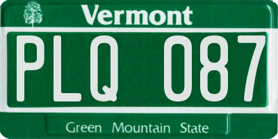 VT license plate PLQ087