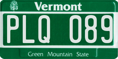 VT license plate PLQ089