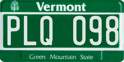 VT license plate PLQ098