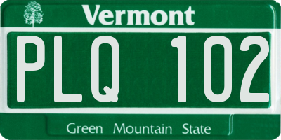 VT license plate PLQ102