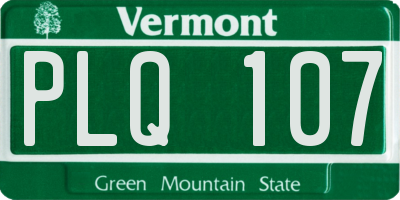 VT license plate PLQ107