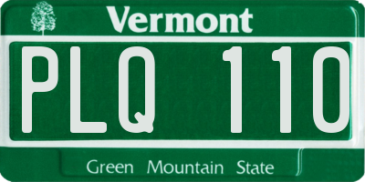 VT license plate PLQ110