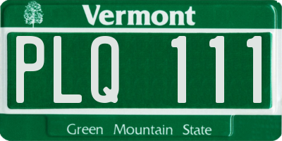 VT license plate PLQ111