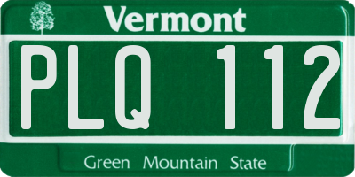 VT license plate PLQ112