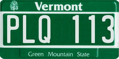 VT license plate PLQ113