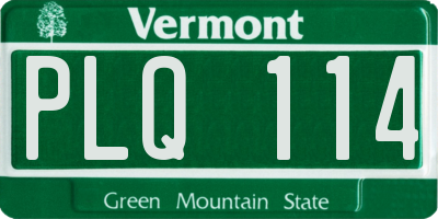 VT license plate PLQ114