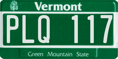 VT license plate PLQ117