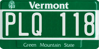 VT license plate PLQ118