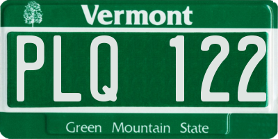 VT license plate PLQ122
