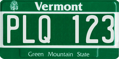 VT license plate PLQ123