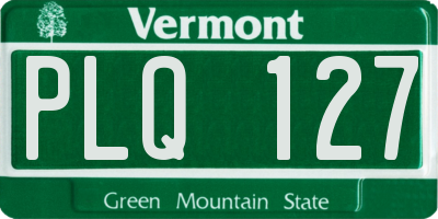 VT license plate PLQ127
