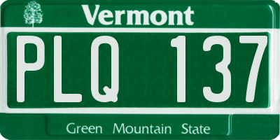 VT license plate PLQ137