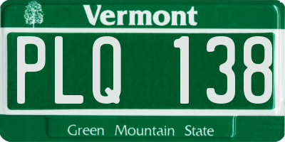 VT license plate PLQ138