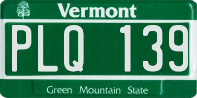 VT license plate PLQ139