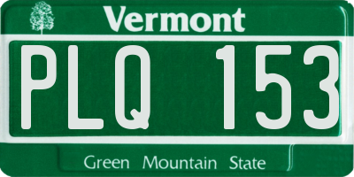 VT license plate PLQ153