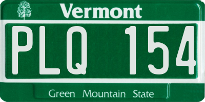 VT license plate PLQ154