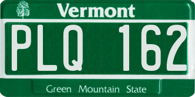 VT license plate PLQ162