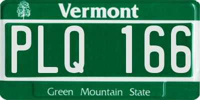 VT license plate PLQ166