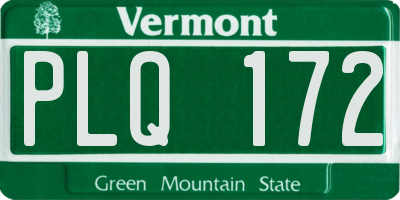 VT license plate PLQ172