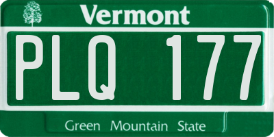 VT license plate PLQ177