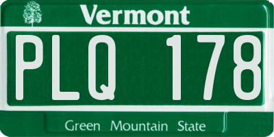 VT license plate PLQ178