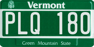 VT license plate PLQ180