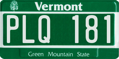 VT license plate PLQ181