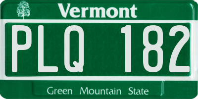 VT license plate PLQ182