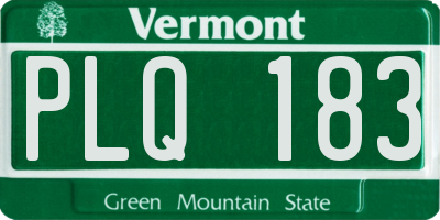 VT license plate PLQ183