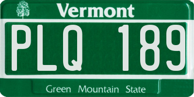 VT license plate PLQ189