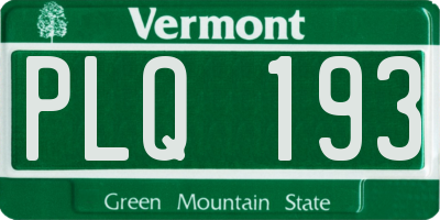 VT license plate PLQ193